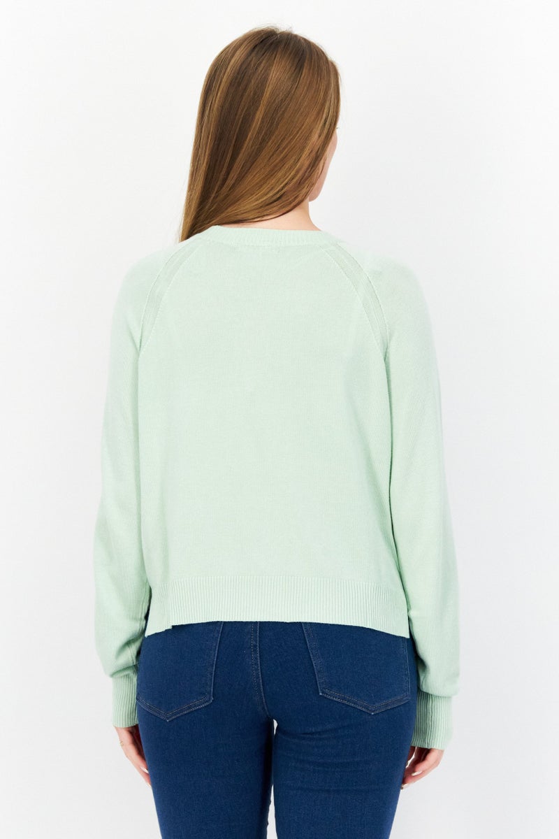 French Connection Women Round Neck Long Sleeves Plain Sweater, Mint - Image 2
